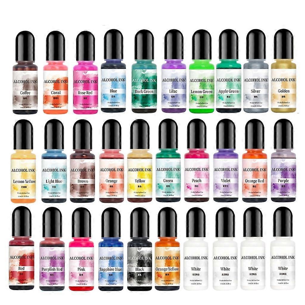 30 Bottles Ink Set For Epoxy Resin Dye, Jewelry Making, Intense Pigment Colors