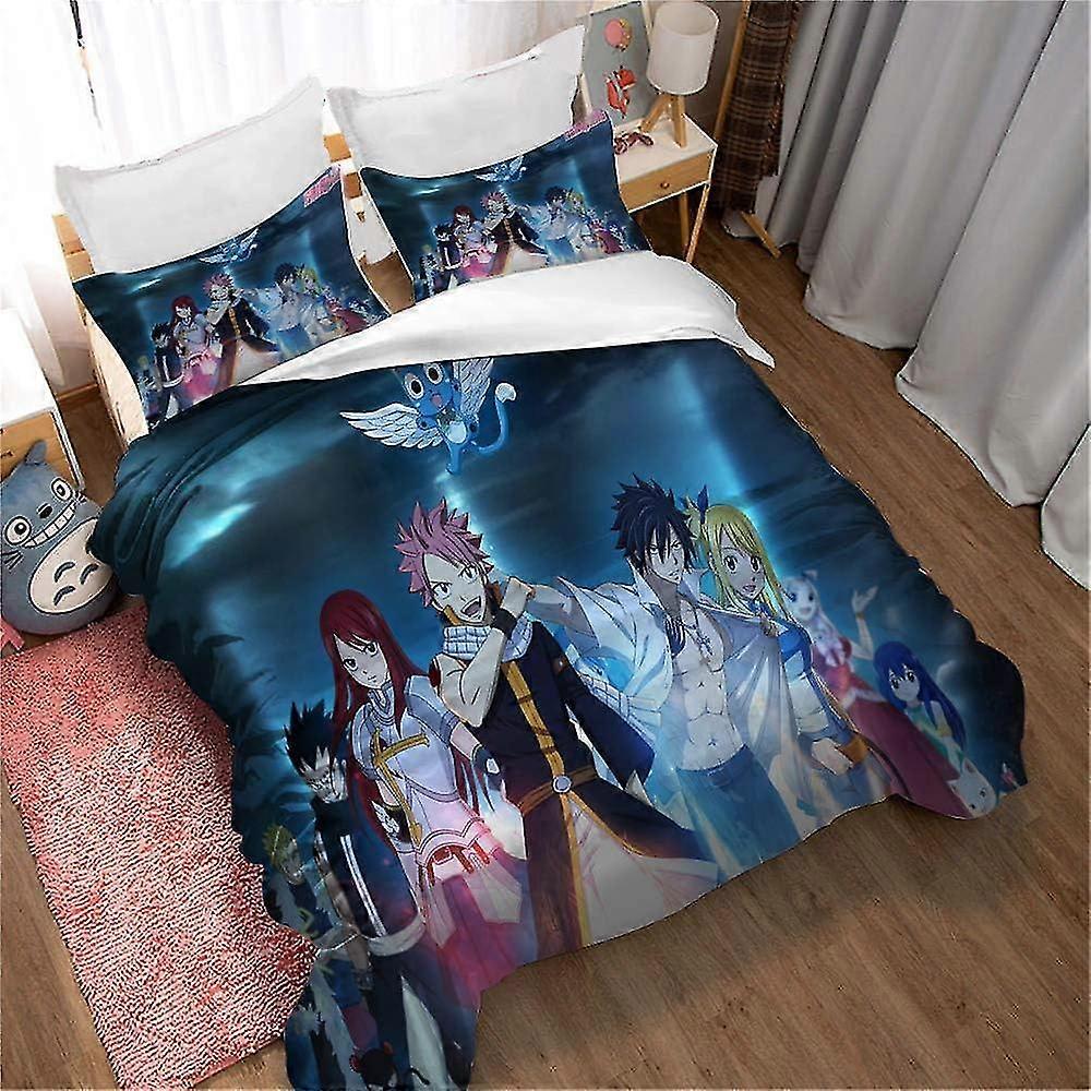 Set Biancheria Da Letto In Microfibra 135X200 - Copripiumino 3 Pezzi con Design Fairy Tail, Morbide Soffici Coperte con Cerniera e 2 Federe