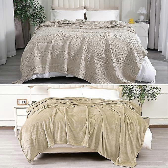 100% Cotton Knitted Throw Blanket for Couch, Checkered Blanket for Summer, Soft hiswieee771