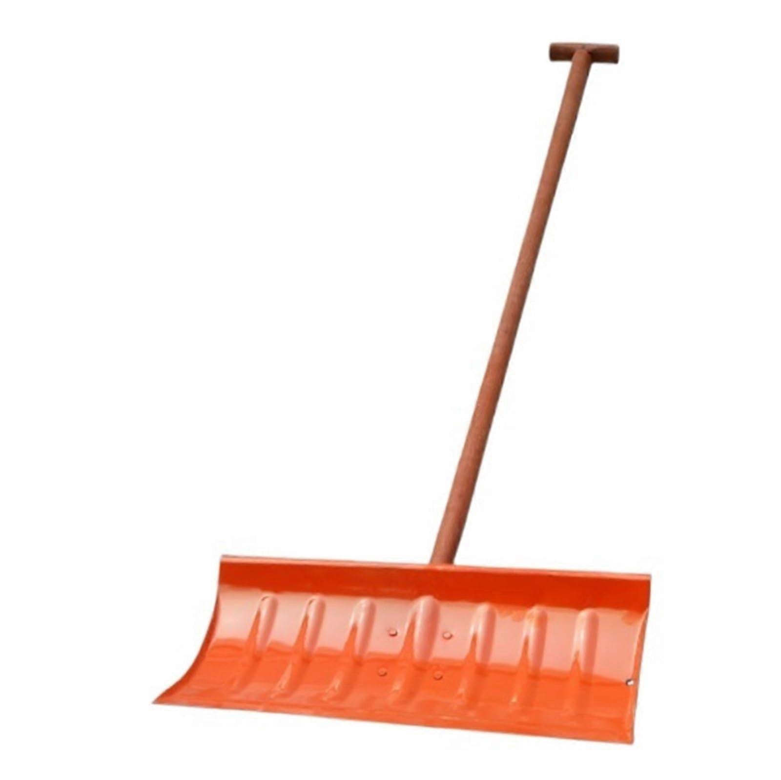 Snow Shovel Manganese Steel 116cm for Driveways and Walkways, Durable Orange Snow Clearing Tool