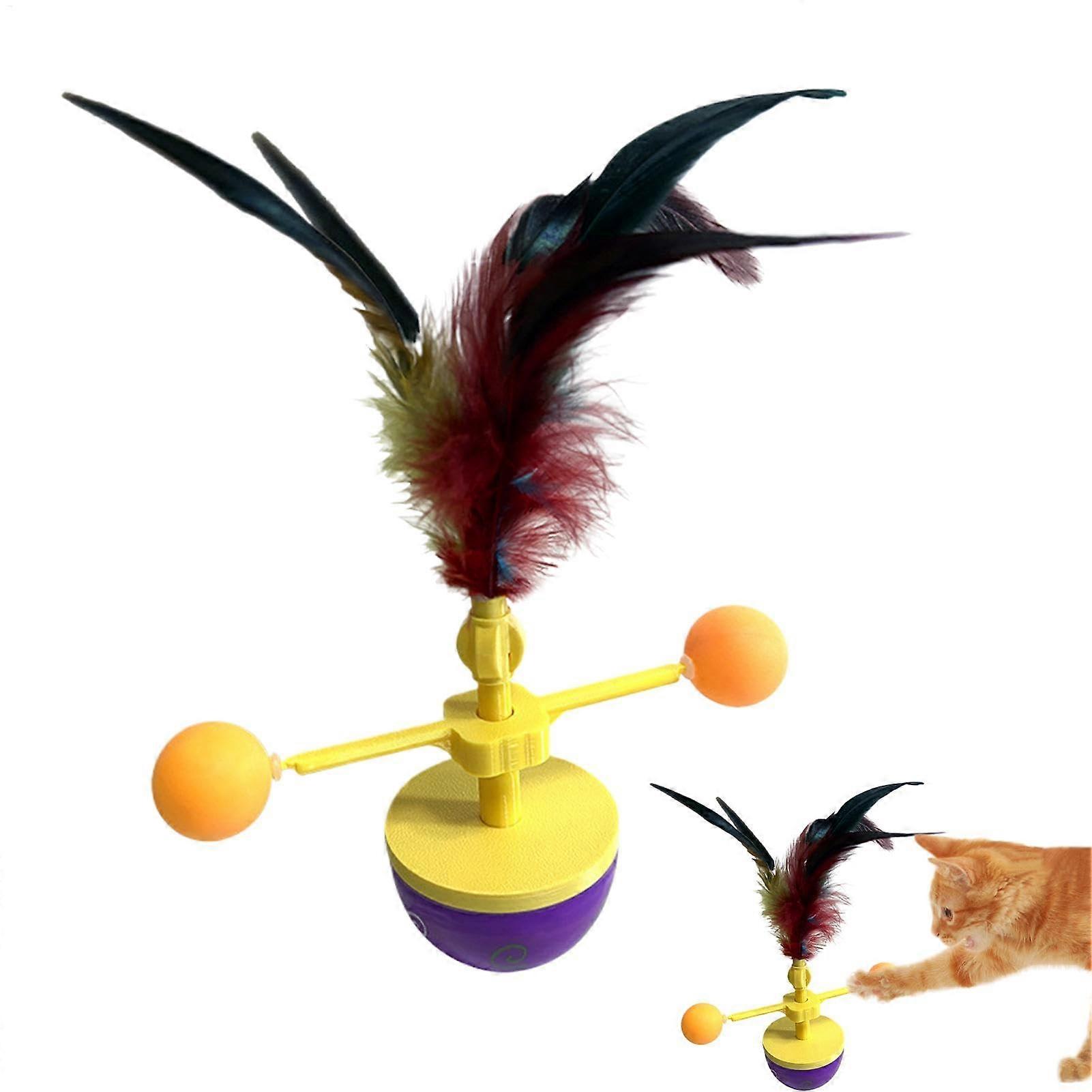 Generico Interactive Cat Ball Toy Set, Tumbler Cat Toy, Turntable Kitten Plaything, Engaging Pet Activity Toy