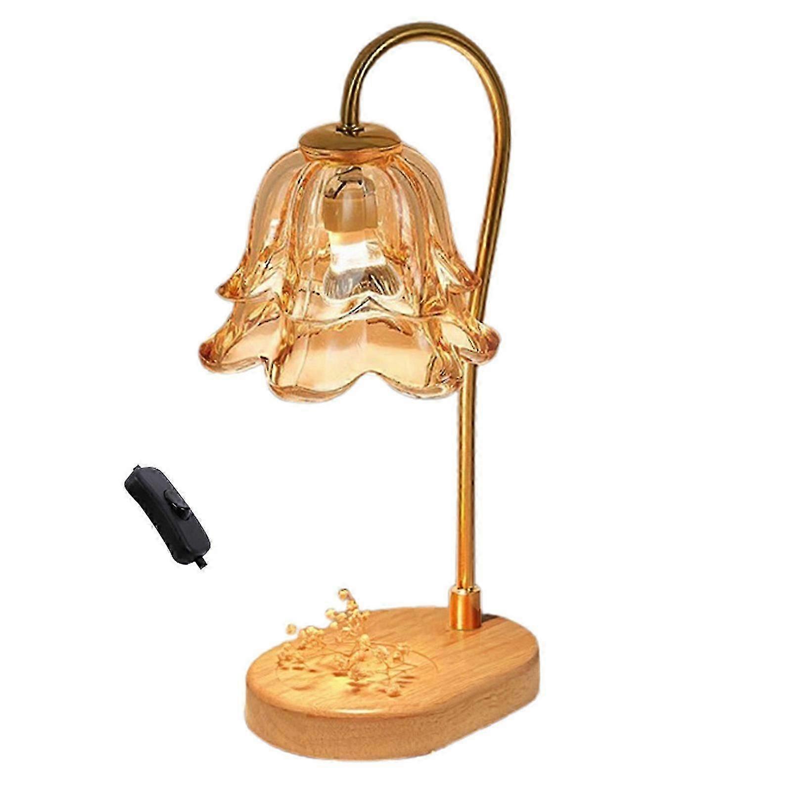 Candle Warmer Lamp with Wooden Base Timer Function Adjustable Brightness Scented Wax Melter Decorative Table Lamp