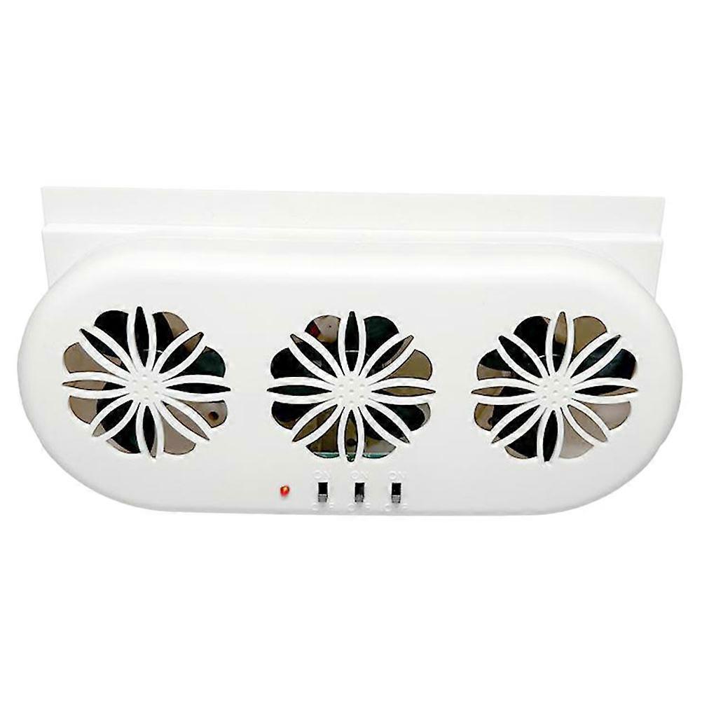 USB Powered Car Ventilation Fan with Triple Air Outlets for Efficient Window Exhaust and Interior Cooling – Universal Fit for Sedans and SUVs, White