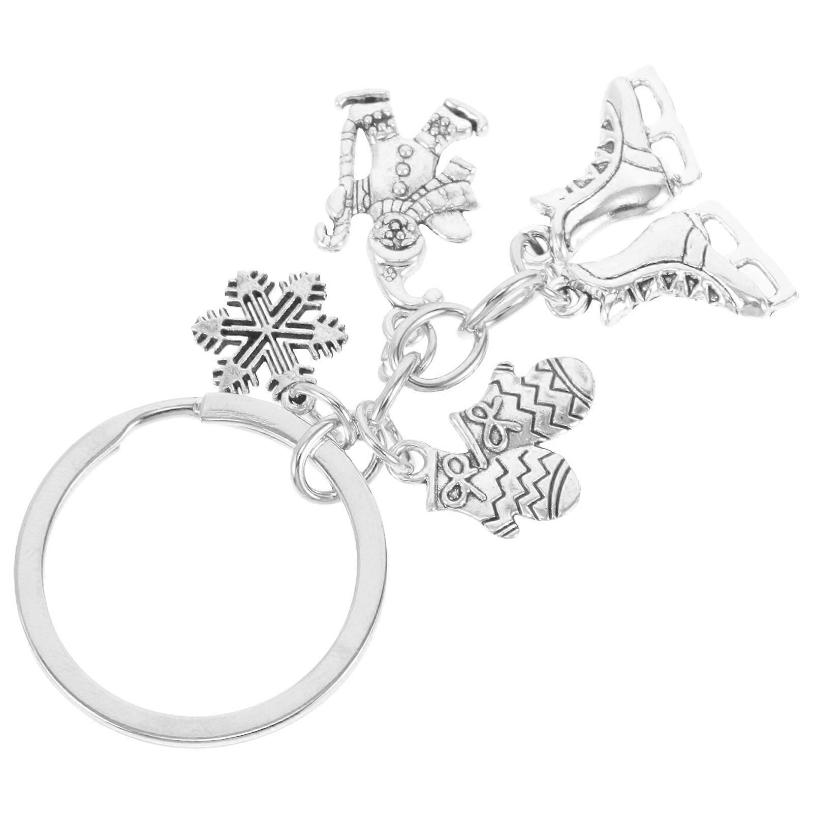 Creative Snowflake Skating Keychain with Ice Skates & Ski Motifs – Unique Winter Sports Accessory for Skiing & Ice Skating Lovers, Ideal Christmas