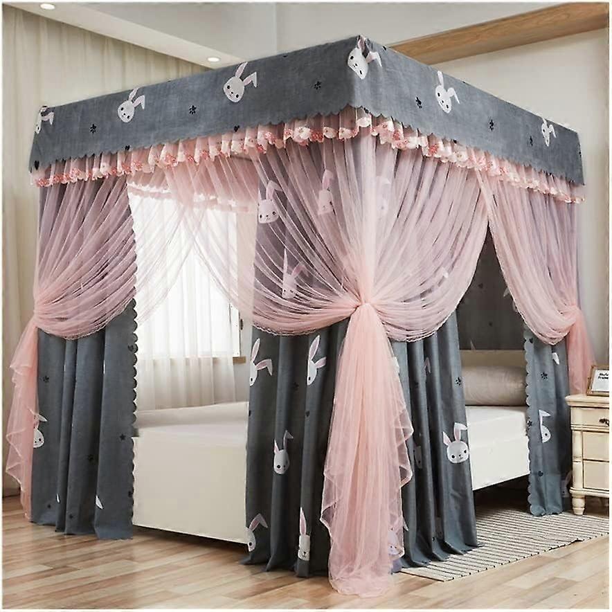 4post bedspread, princess bed, deluxe curtain, mosquito net (Color: Blue2, Size: 180 x 220 cm)