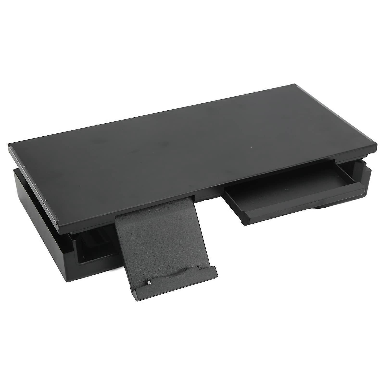 Monitor stand, desk organizer, laptop shelf with storage drawer, phone holder, black