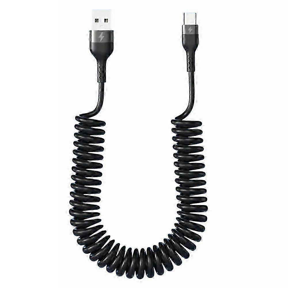Ανασυρόμενο καλώδιο USB σε USB C κουλουριασμένο καλώδιο 5A φορτιστής αυτοκινήτου σχεδιασμού ελατηρίου γρήγορης φόρτισης για μεταφορά δεδομένων Android