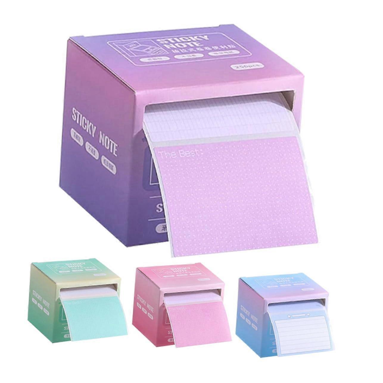 Self-Adhesive Notepads 4-Pack Colorful Sticky Memo Pads With Grid Or Blank Pages Fully Adhesive For Office And Home Use