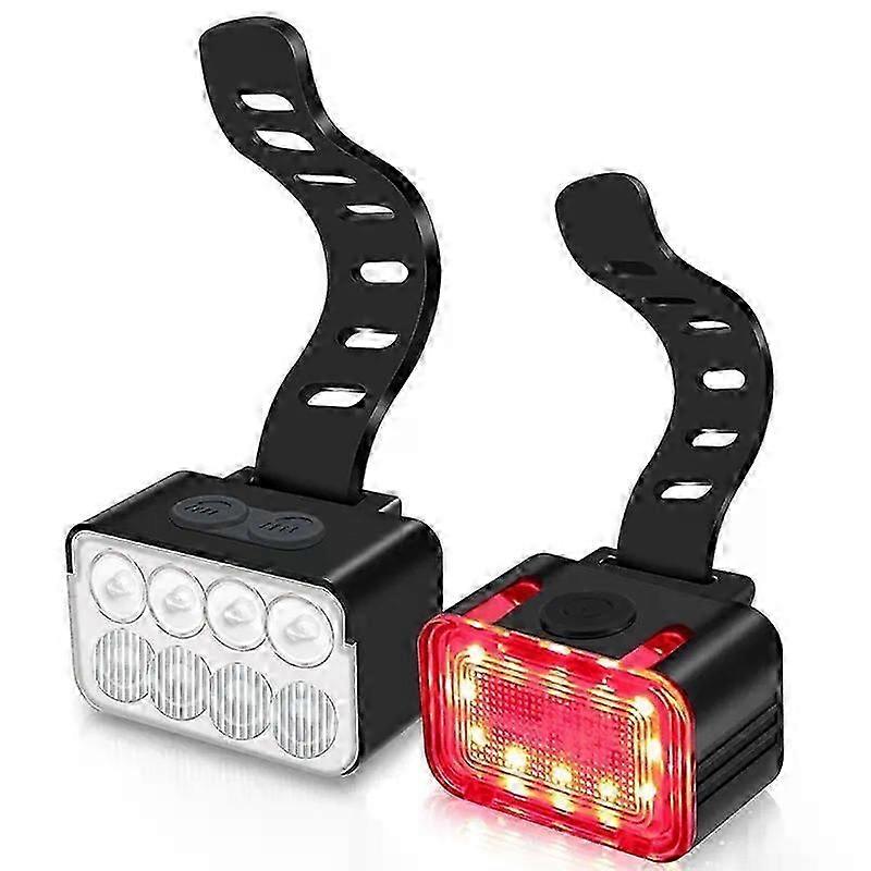 Bicycle Front and Rear Lights, Super Bright Bicycle Lights, USB C Rechargeable Bicycle Lights with Memory Function, Suitable for Night Cycling