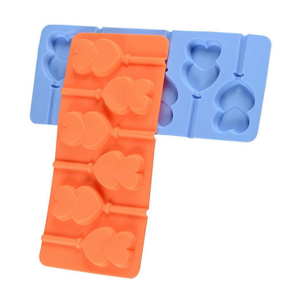 Silicone Lollipop Molds Kit Bakers 6-Capacity Heart Shaped Assorted Color 1Pcs