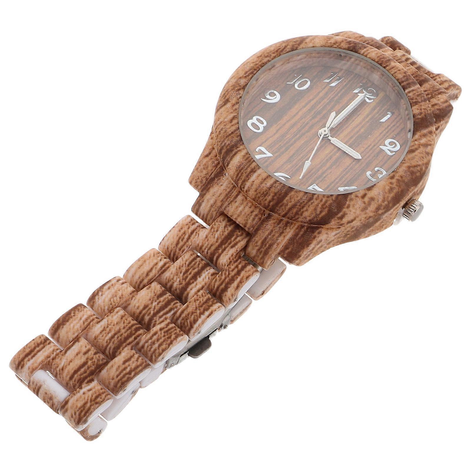 Men Casual Fake Wood Minimalist Style Quartz Movement Rectangular 1Set