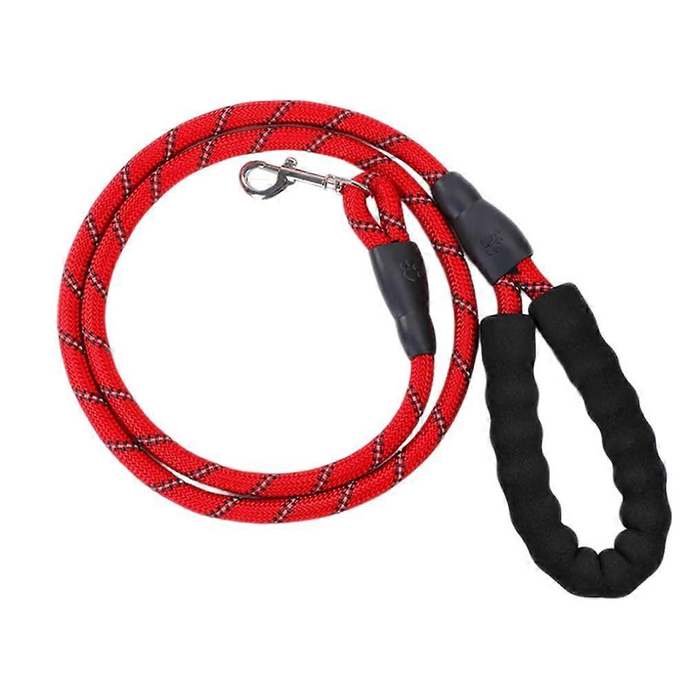 Reflective Nylon Dog Leash 2m Long with Comfortable Grip, Durable Rope for Small, Medium, Large Dogs - Red