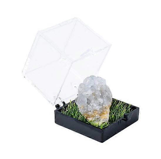 natural light blue crystal rough stone mining label boxes, ornament, educational gift