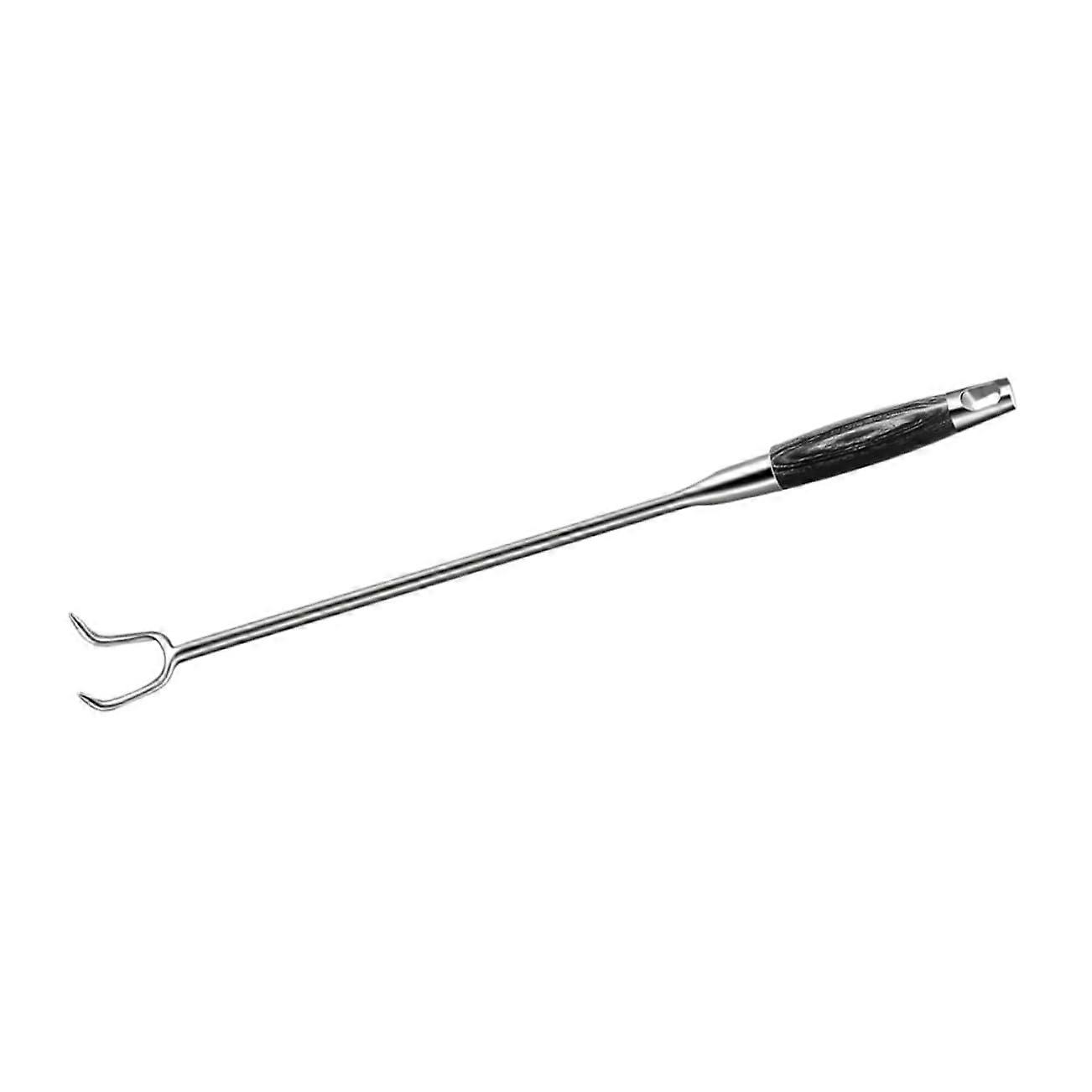Reversible Tongs Grill Spatula Stainless Steel Flipper with Black Wooden Handle for BBQ Meat Turning and Serving