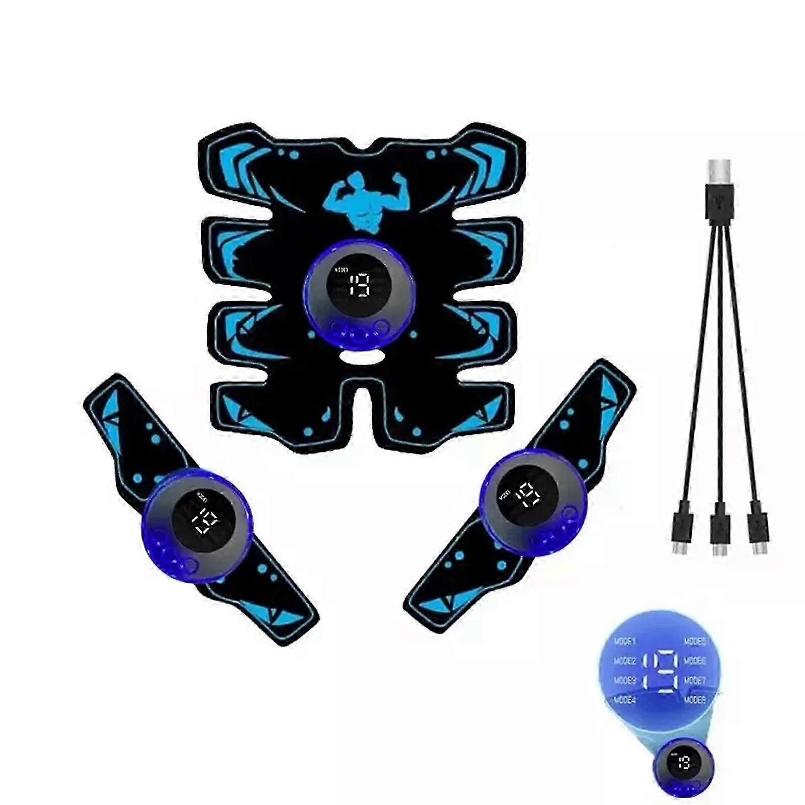 USB Rechargeable Blue Abs Training Device - 8 Modes & 19 Levels for Effective Core Muscle Strengthening