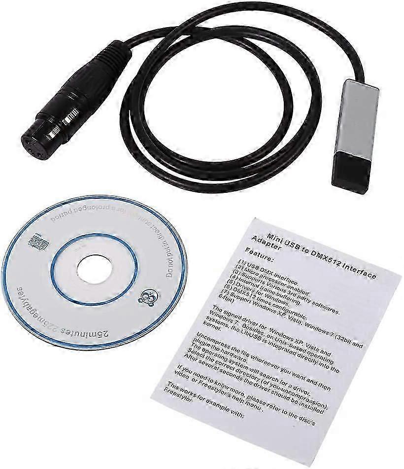 XHX USB to DMX Interface Adapter , Mini DMX512 Controller Computer Stage Lighting Controllers Dimmer