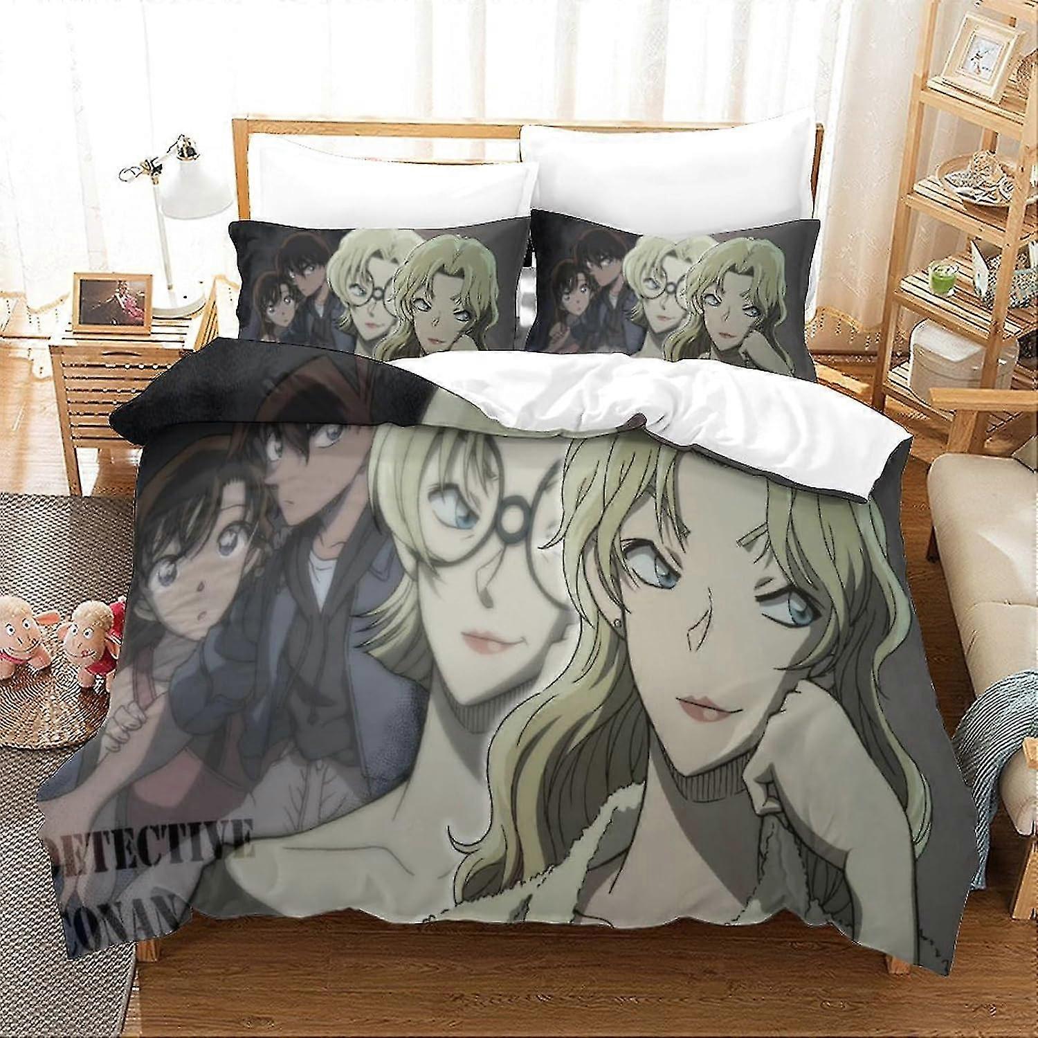 3D Printing Duvet Cover Set, Animation Bedding Set with 2 Pillowcases, Hidden Zip, Suitable for Teens and Adults