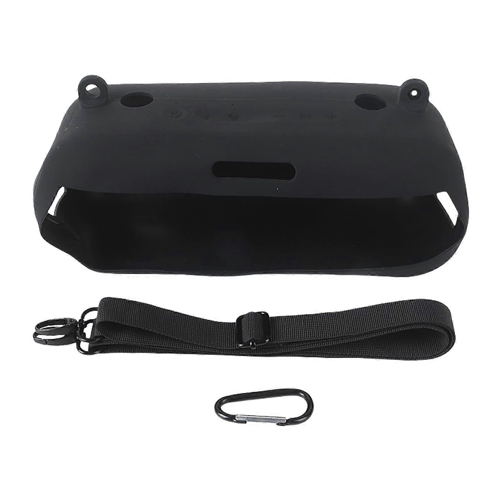 Portable Silicone Cover with Carrying Strap Protective Skin for Speaker Waterproof Case Portable Speaker Case Black