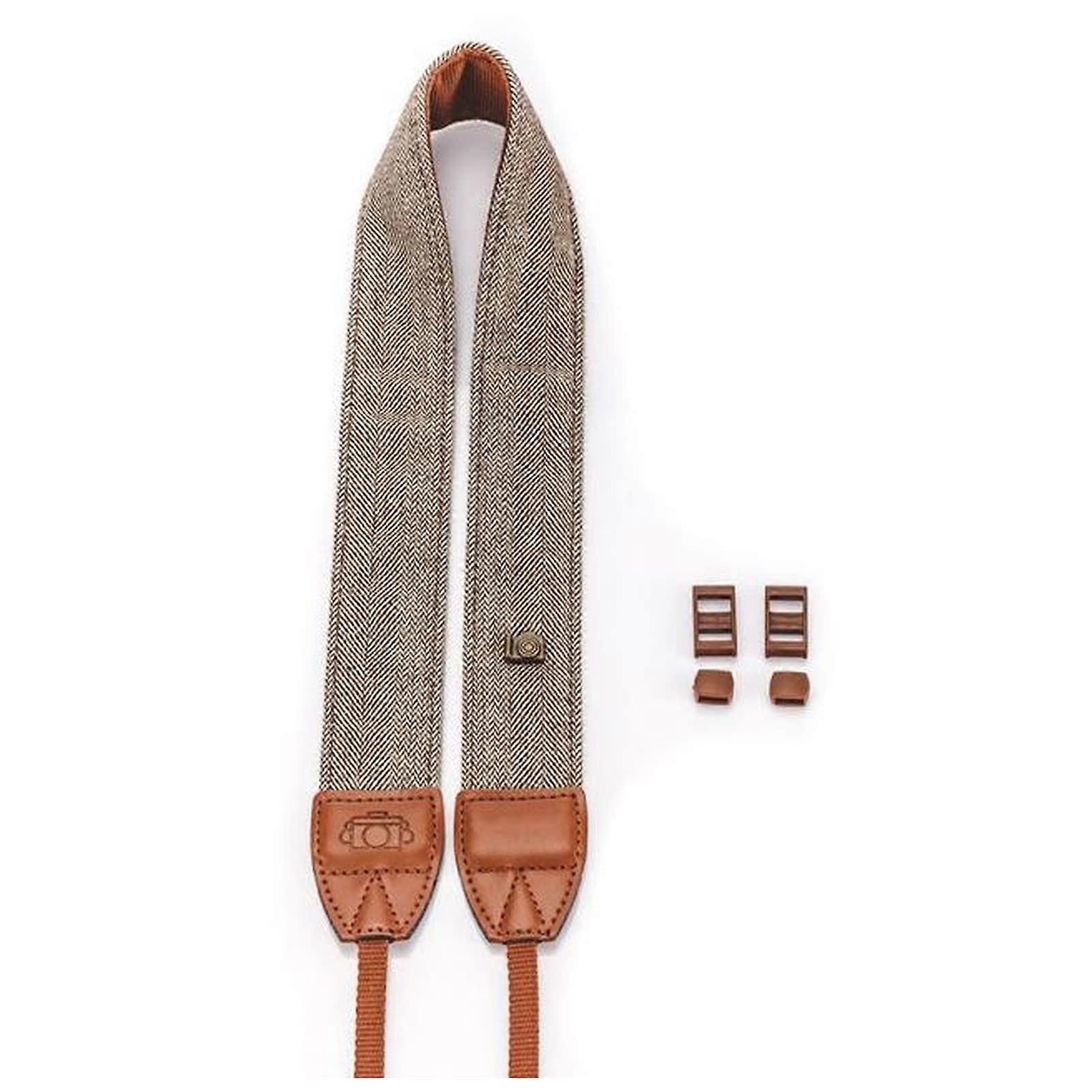 Camera Strap Cotton Adjustable Leather Shoulder Neck Belt for DSLR Cameras - Quick Release Design in Brown