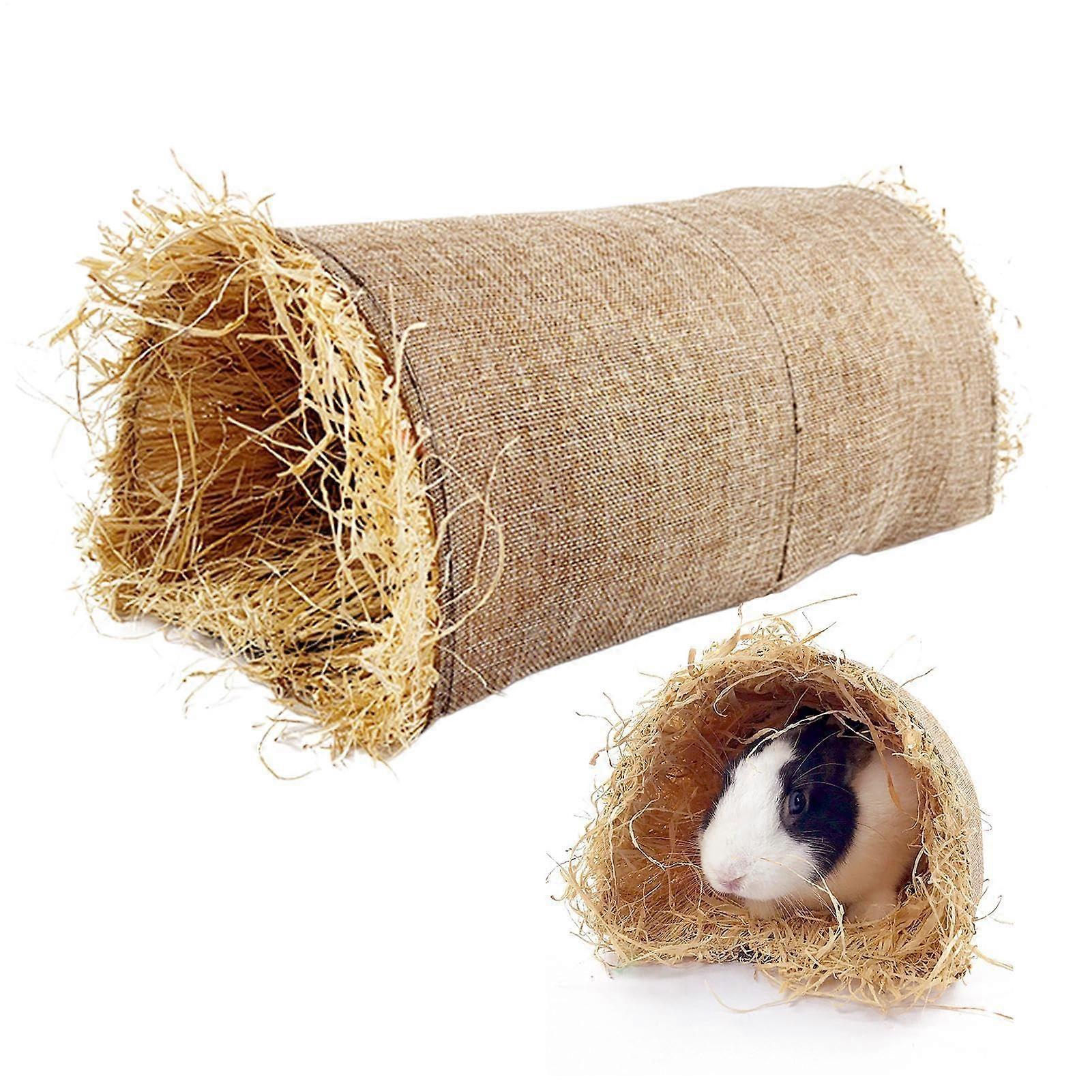 بيت الأرنب عش نفق العشب الأرنب للحيوانات الصغيرة ، نفق اللعب المضفر بقعة نوم مريحة للحيوانات الأليفة في الداخل والخارج