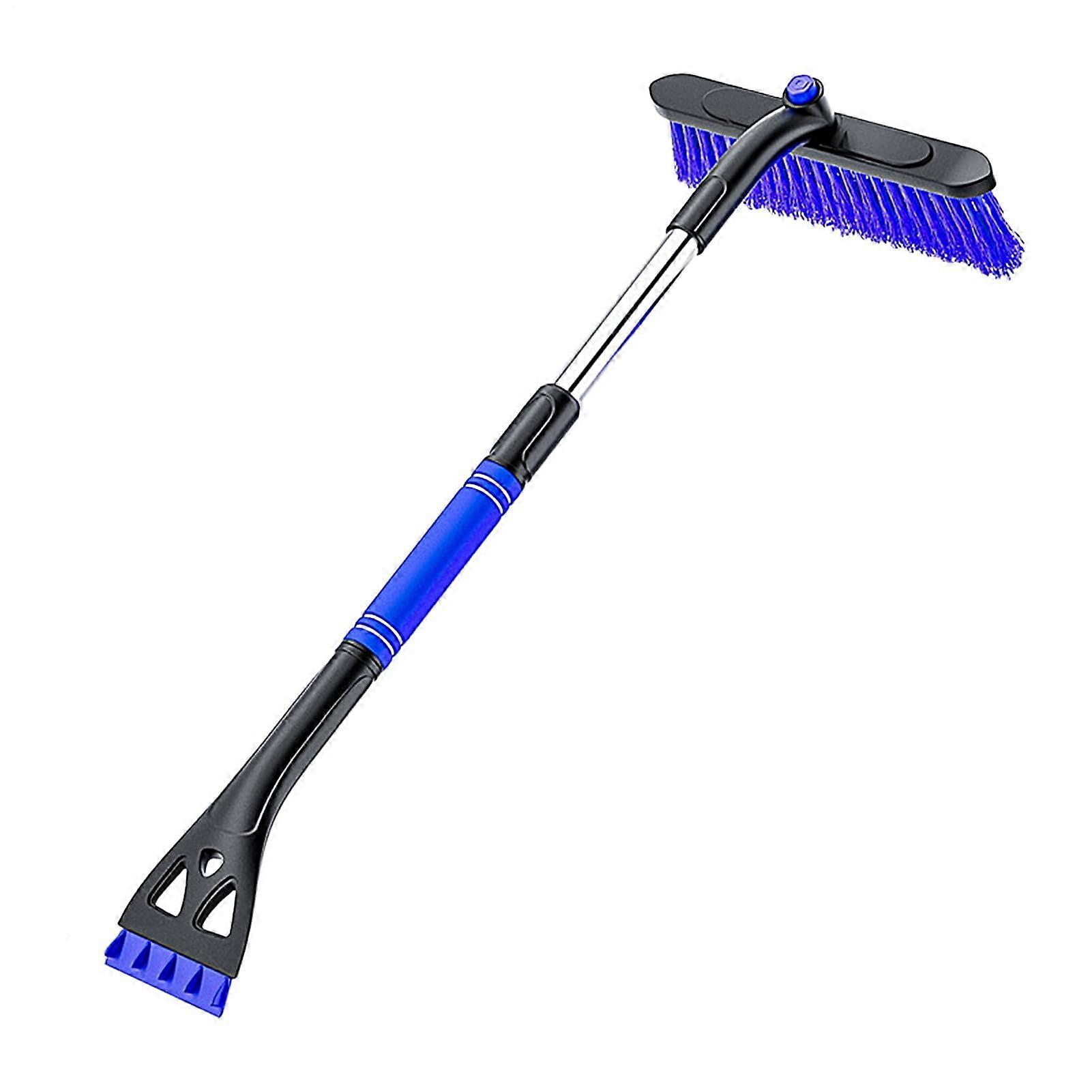 Car windshield ice scraper, telescopic car snow brush multipurpose snow brush, portable for trucks, SUVs, blue