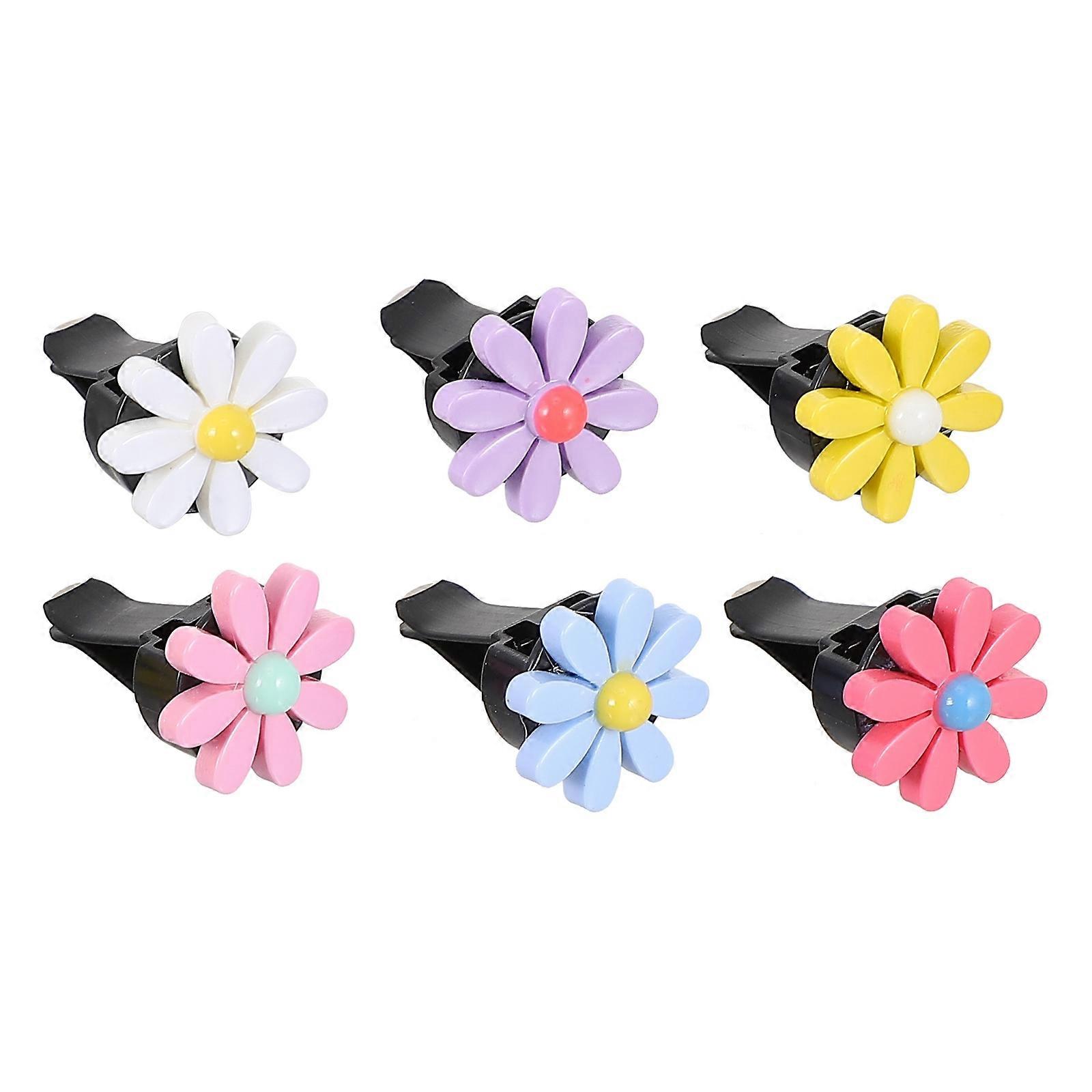 Assorted Color Car Aroma Diffuser Clip Beautiful Resin Daisy Decor Mini Air Freshener for Driving 6 Sets