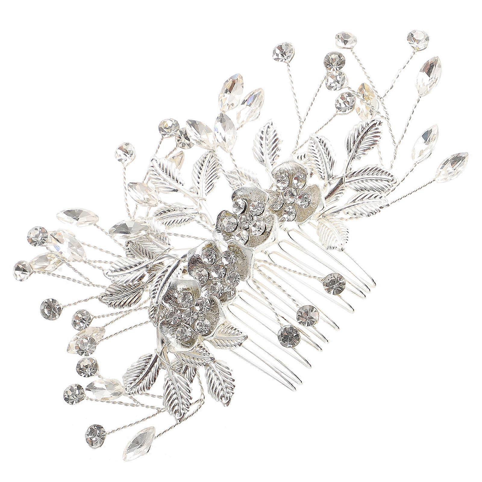 Elegant Hair Comb with Rhinestone Decoration for Wedding and Party Multi Color Alloy 1 Piece