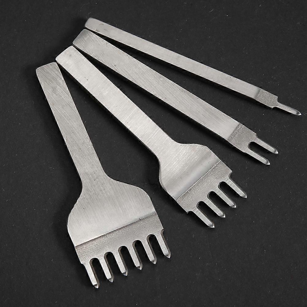 4 Pcs Hole Chisel 1+2+4+6 Prong Leather Punch Tool DIY Leather Craft Stitching Chisel Tool(6mm)