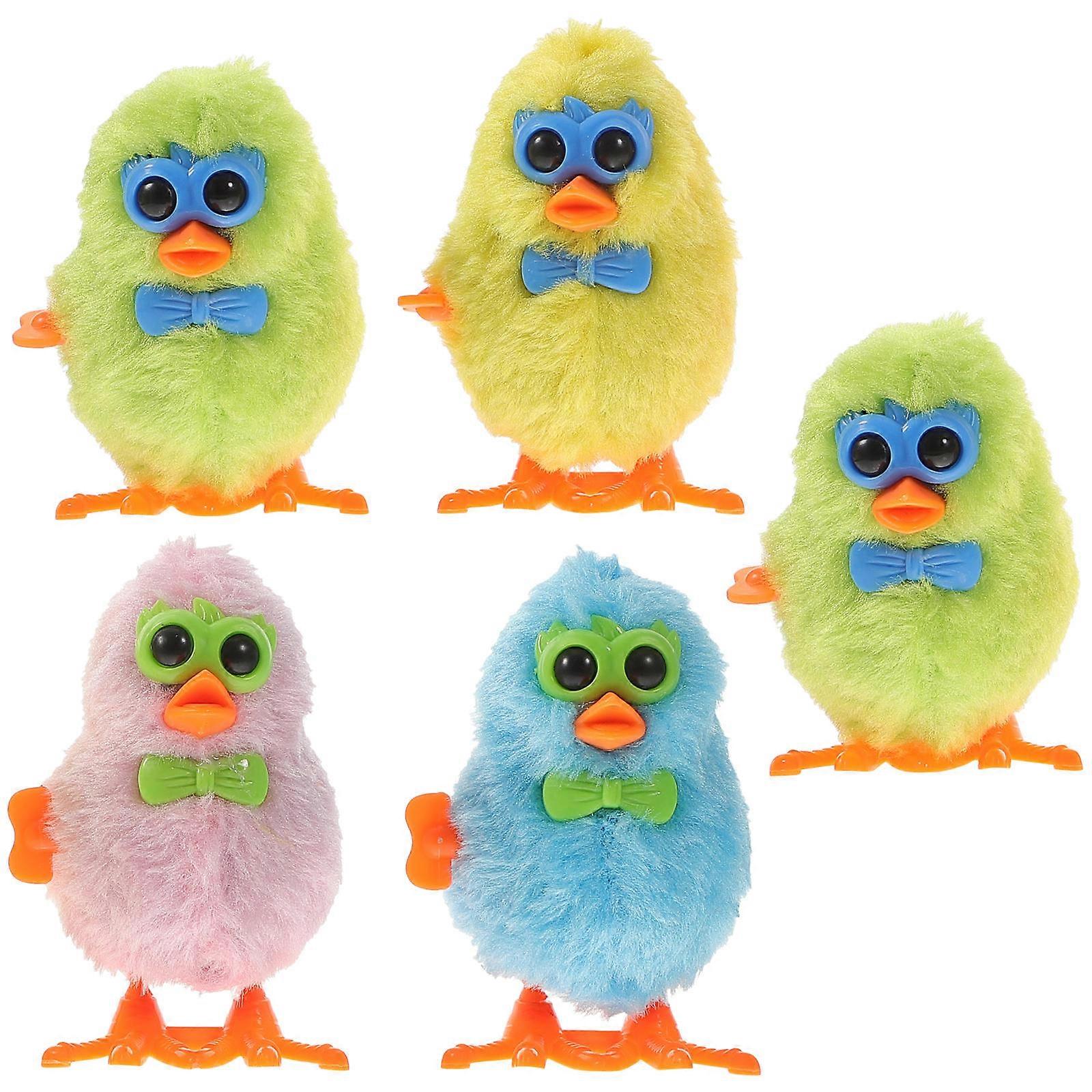 Chick Toy 5Pcs ABS Assorted Color Easter Chicks Wind Up Toy Skill Builder for Decor