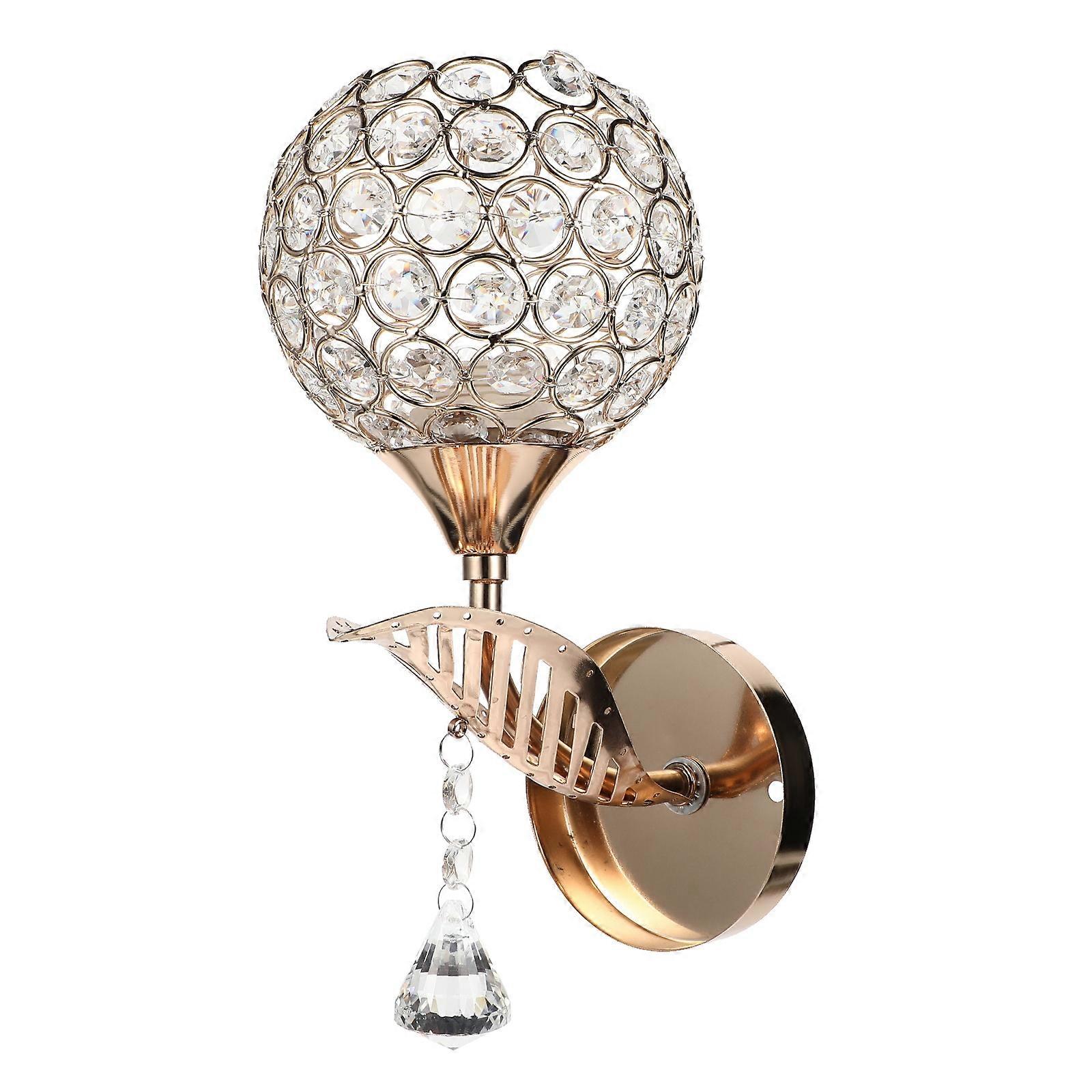 1 Set Bedroom Bedside Wall Lamp with Simple Crystal Design for Indoor Lighting Golden