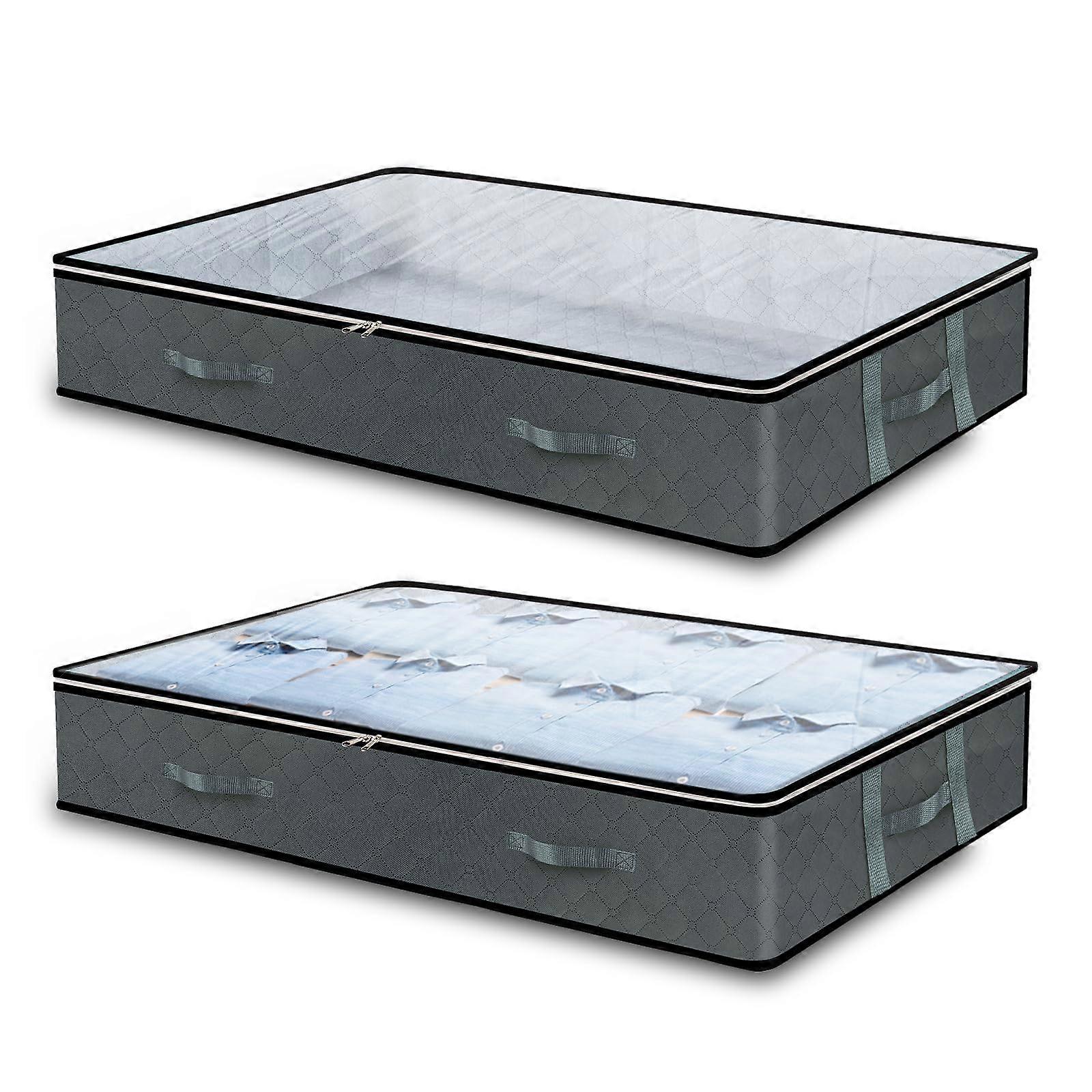 Underbed Storage Bag, Storage Box with Wheels for Clothes, Duvets, Grey