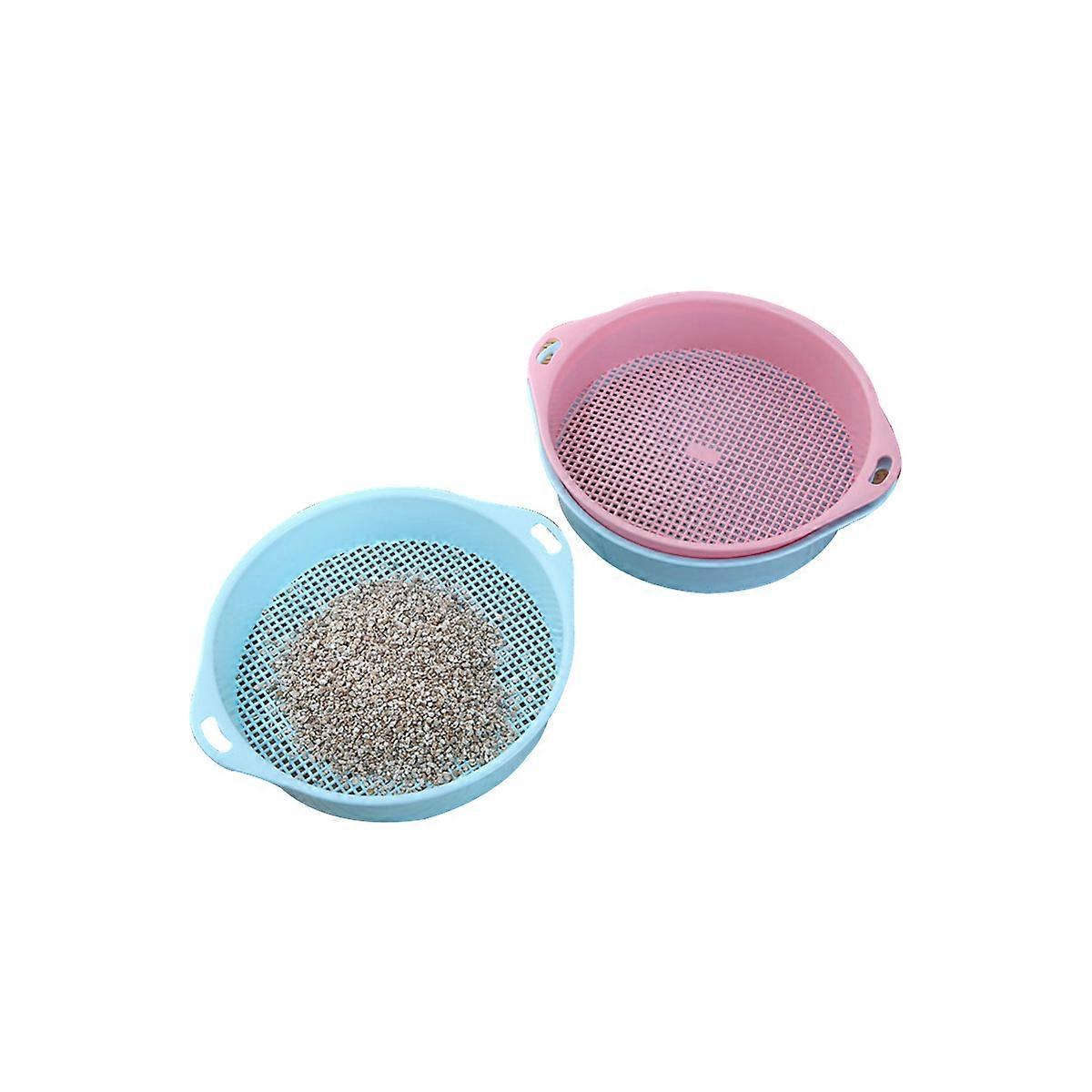 Pink Plastic Garden Sieve tool for Balcony Mini Garden with Handle Lightweight Easy to Operate 4pcs
