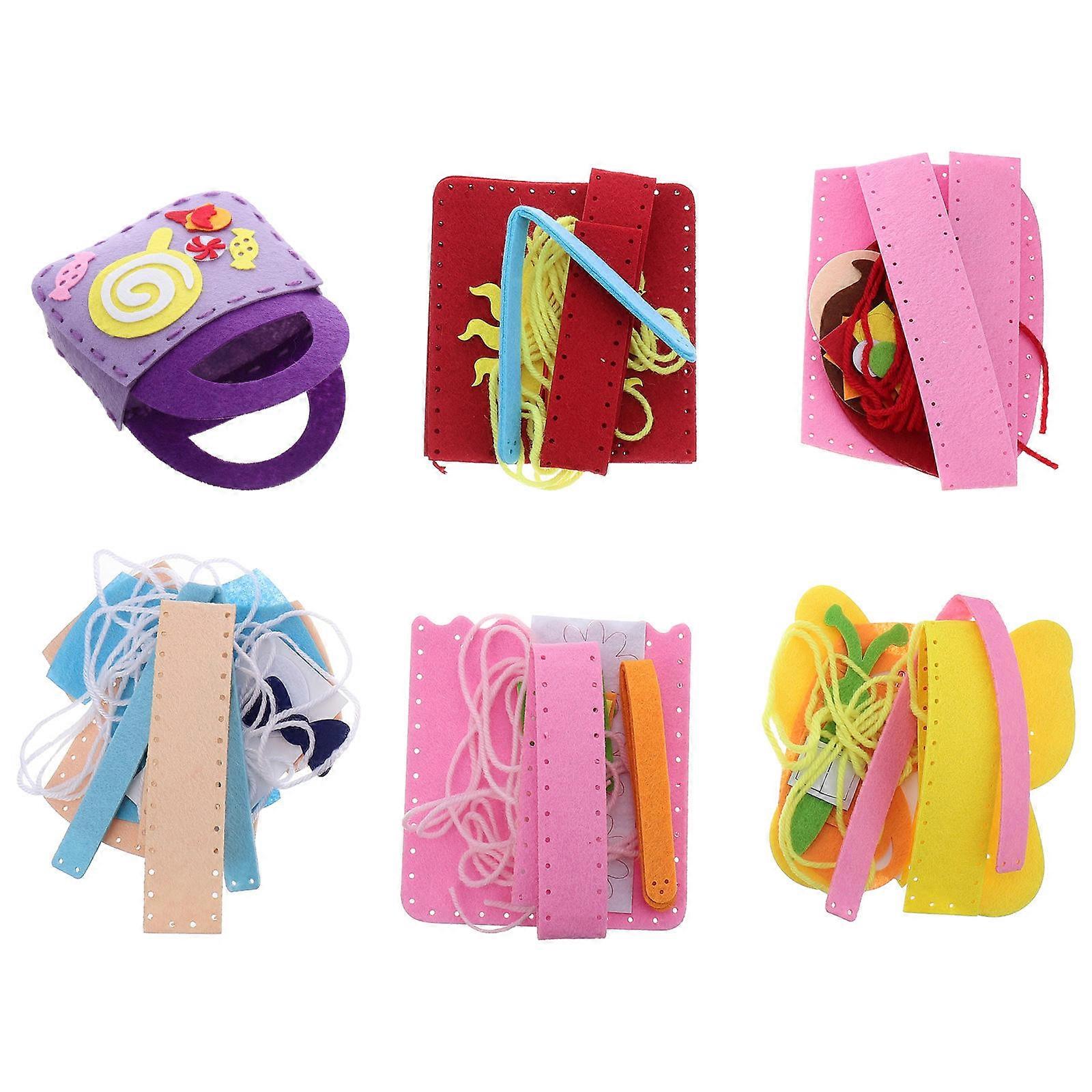 6pcs DIY Handbag Making Kit for Non Woven Craft – Fun Sewing Activity for Parent Child Bonding – Assorted Styles