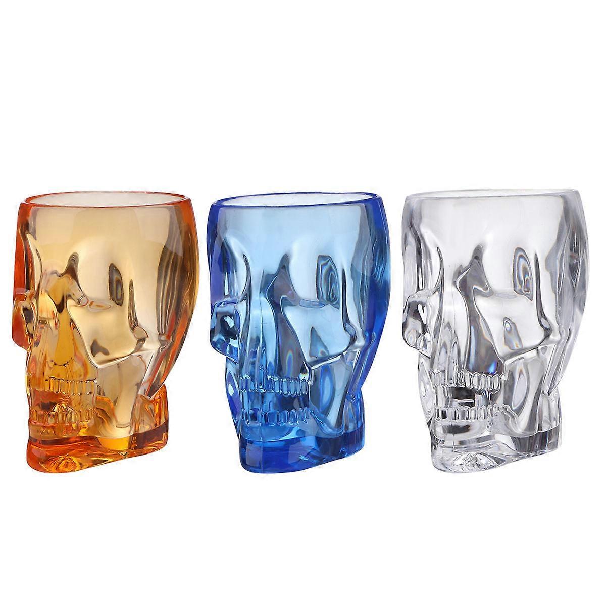 Unique Mugs Cool Mugs Glass Skull Cup Creative Beer Mugs Suitable For Family And Friends 6X5.5CM 3Pcs