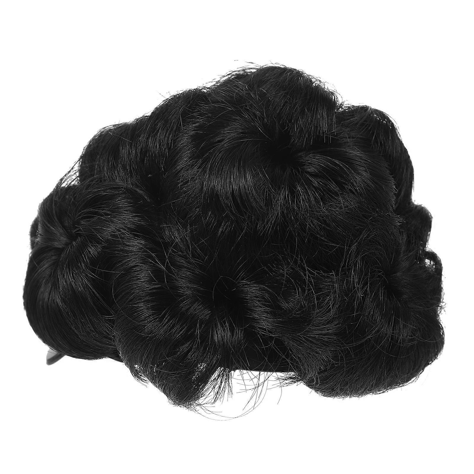 Dark Brown Hair Bun Wig with Claw Clip for Decor Realistic and Lifelike High Temperature Silk Lightweight