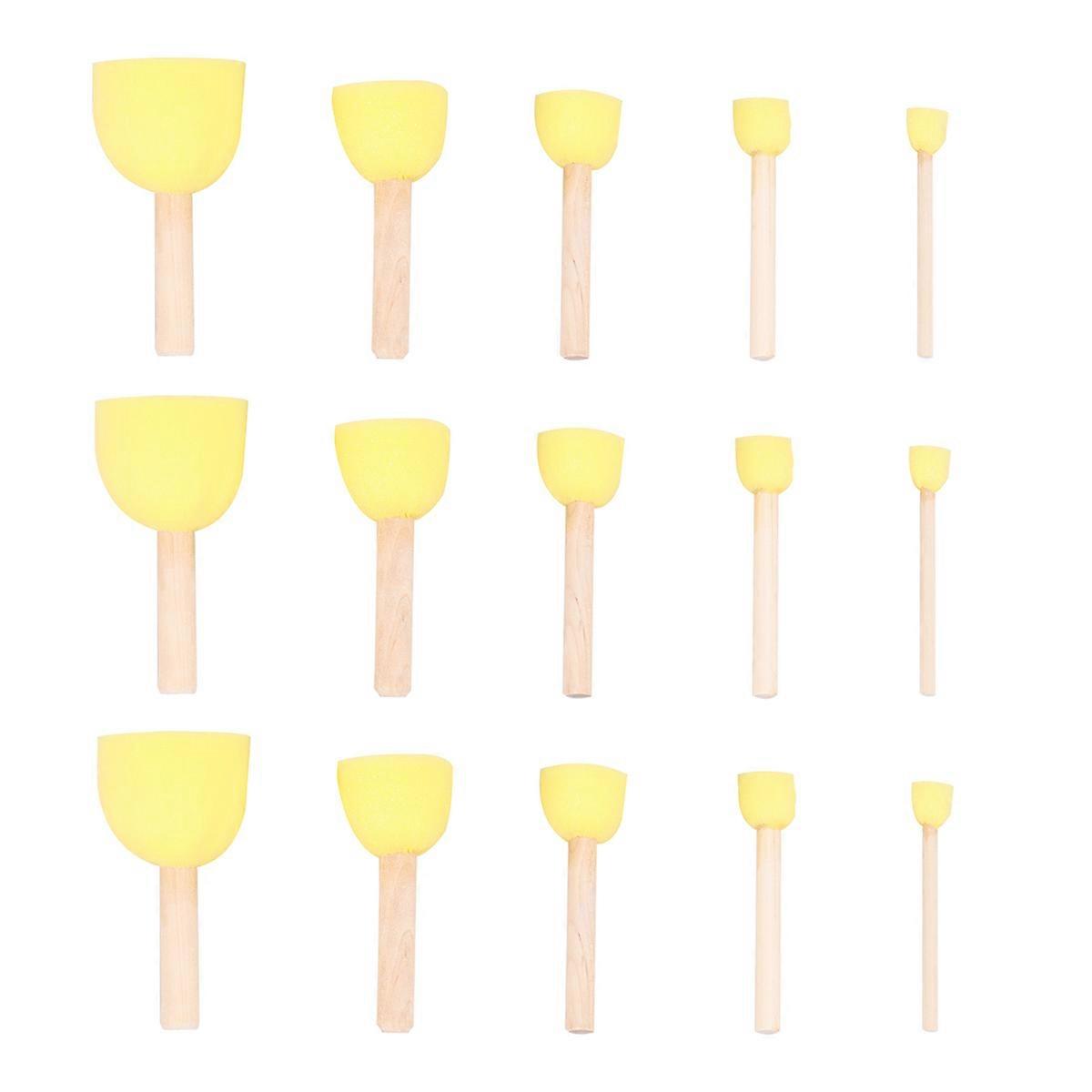 15 Piece Sponge Painting Brush Set with Wooden Handles – Easy to Use and Clean DIY for Creative Projects