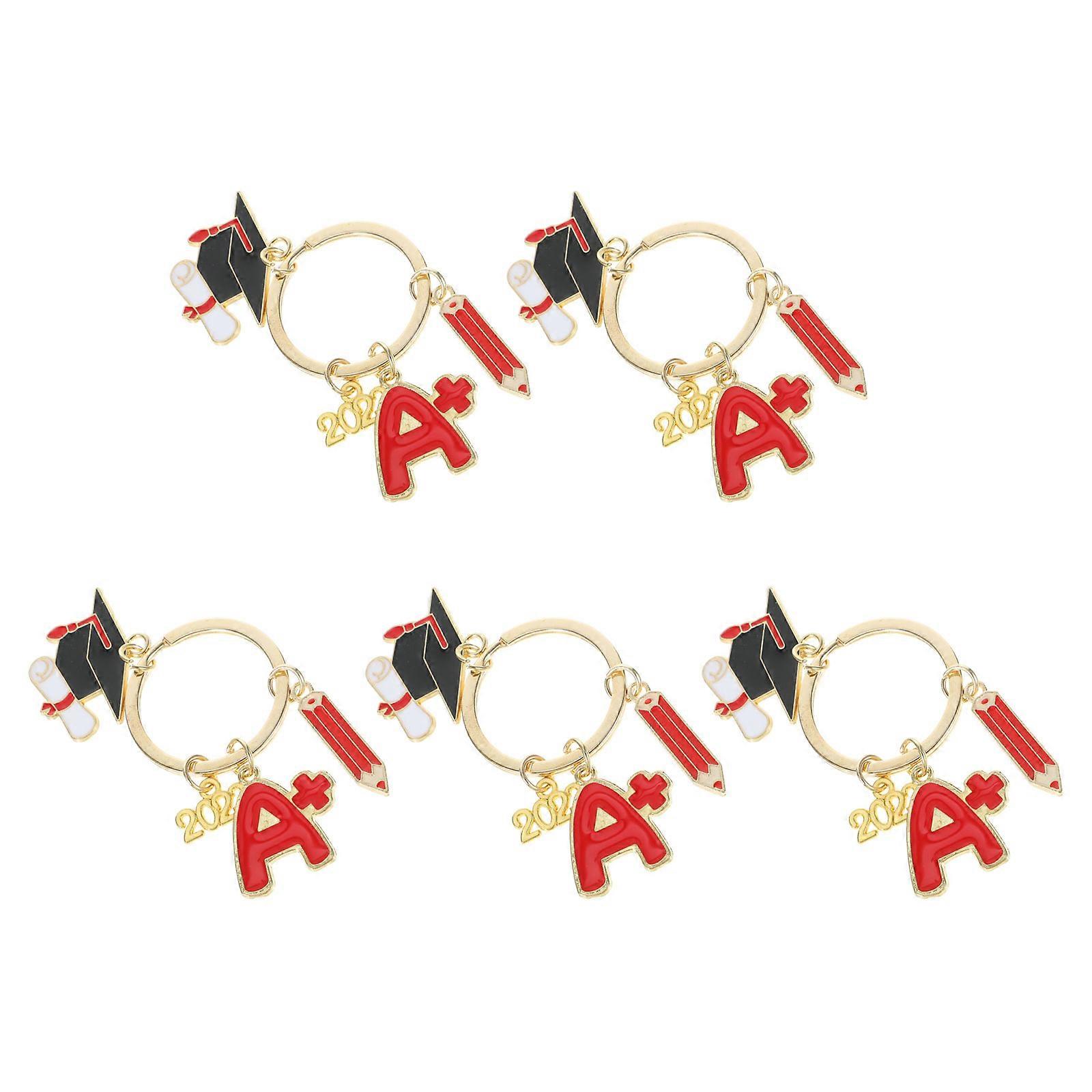 Graduation Keychain Keyring Chain Key Organizer Bag Accessory Multi Color 6.2x5.7cm High School Graduates Celebration Party 5Pcs