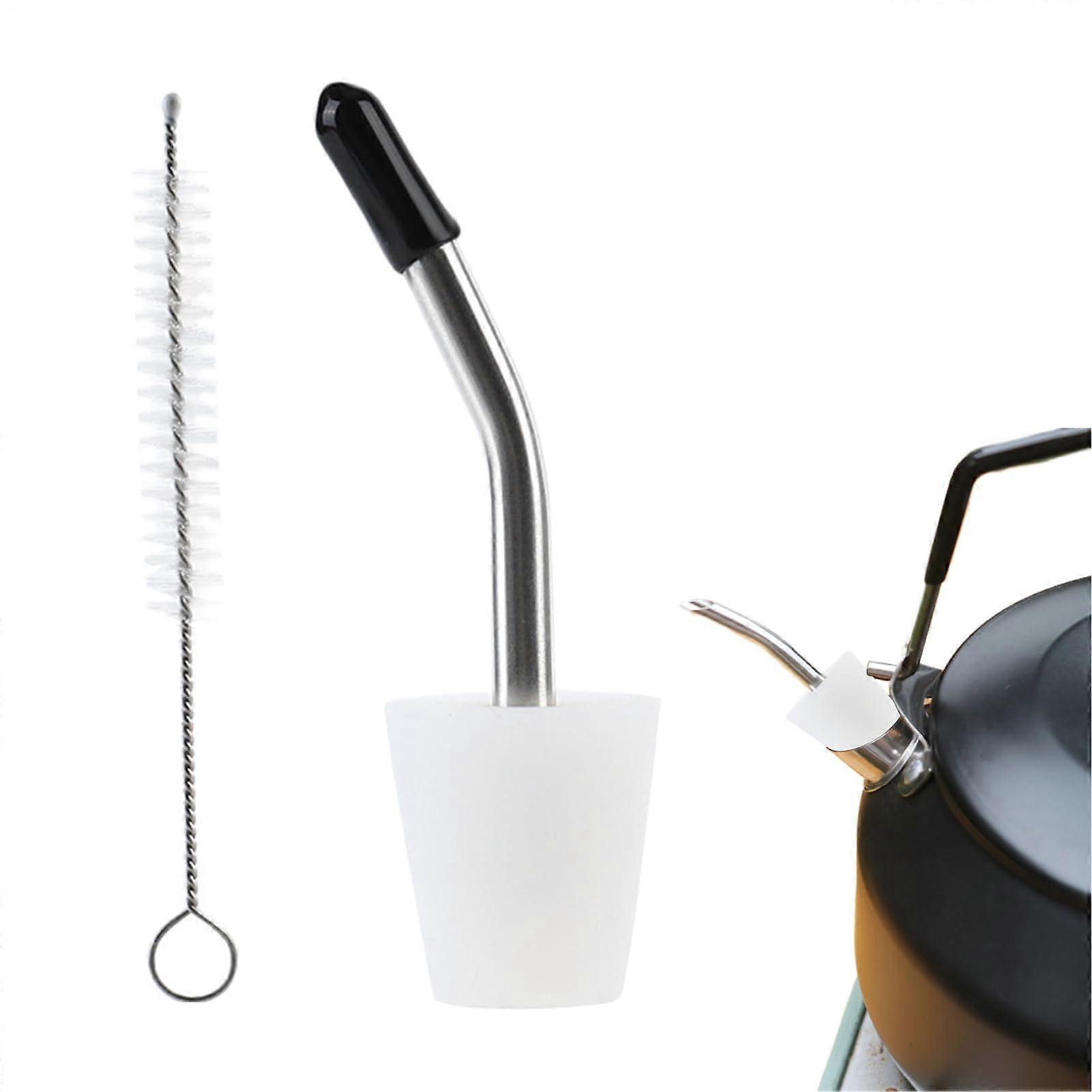 Water Kettle PourOver Adapter Long Spout Adapter 1.51.8cm Diameter with Brush, White