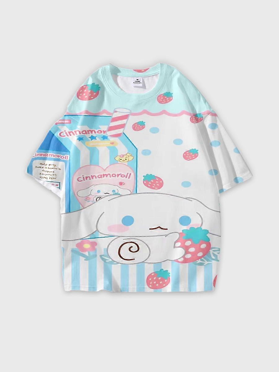 T-shirt round neck Cartoon Pattern loose short sleeve E2630