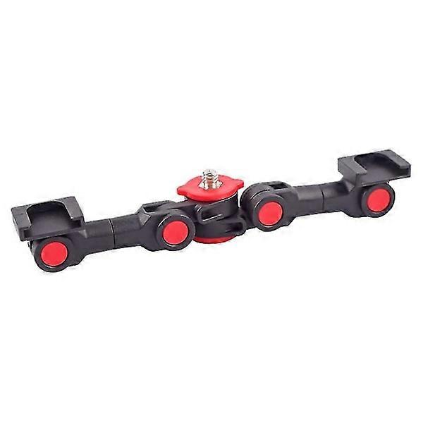 Rotatable Cold Shoe Adapter with Phone Clamp, Double Cold Shoe Extension Arm for Camera, Phone, LED Light