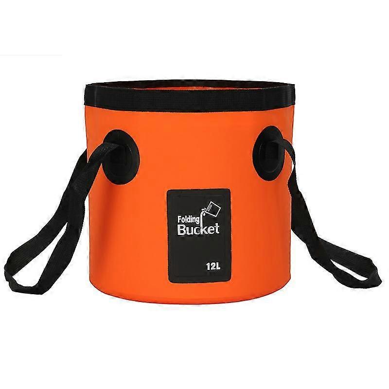 Collapsible Bucket, 12L Multifunctional Portable Foldable Fishing Bucket - Folding Bucket Orange Color 25*24cm