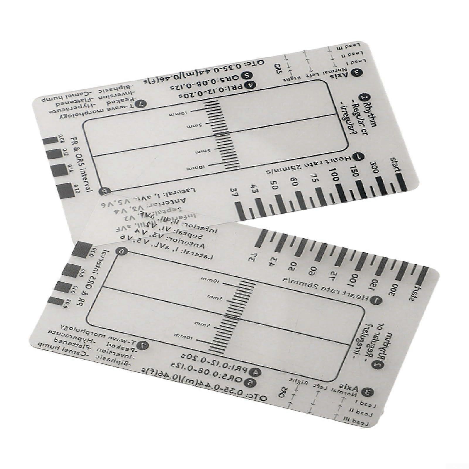 7 Levels Ruler, Clear ECG Ruler for ECG Interpretation for Students, Paramedics, Nurses (2pcsA)