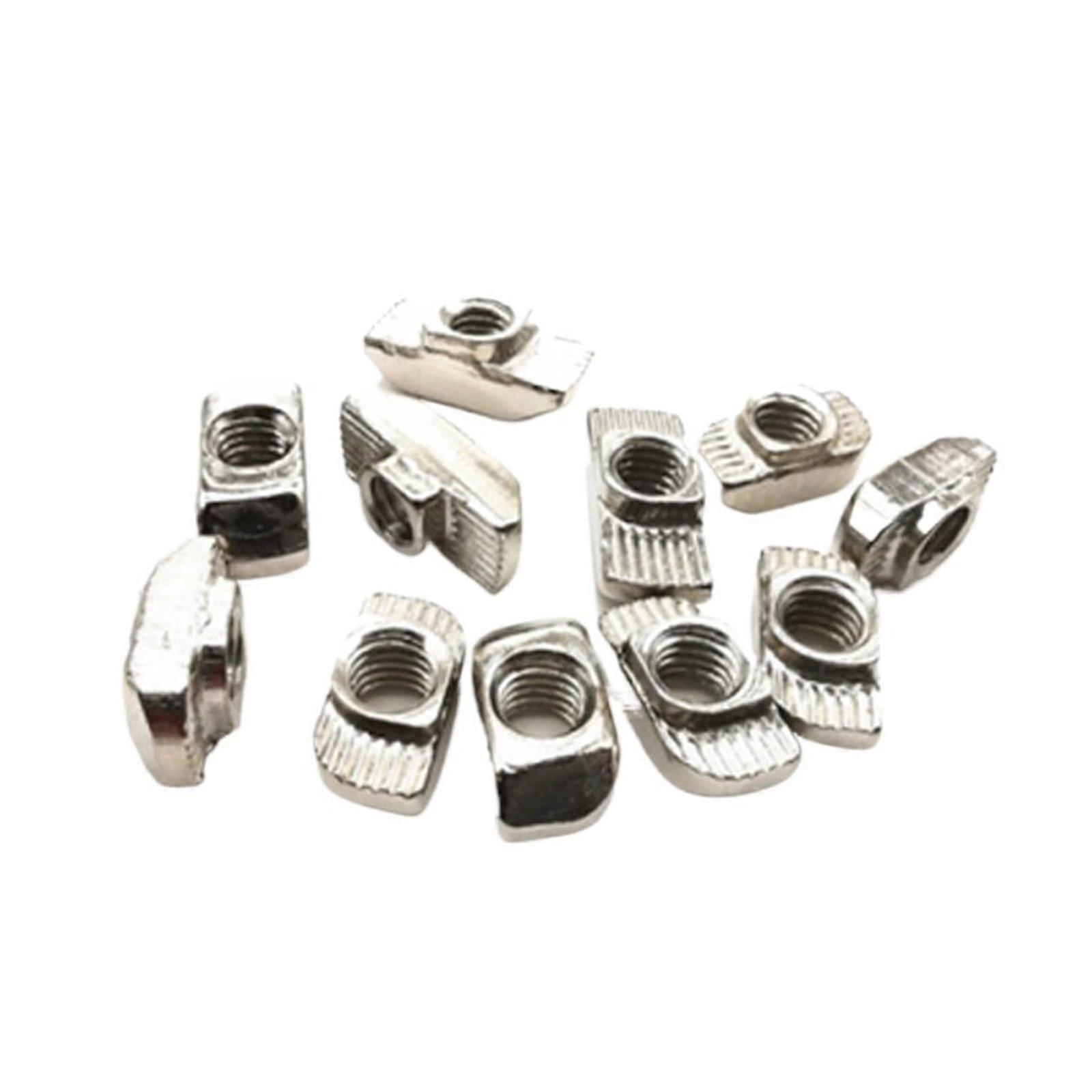 Pack of 24 M3 M4 M5 Boat Shaped Nut Sleeve TLock Nuts Block Hammer Sleeves for Aluminium Profile Carbon Steel (Color: Metallic, Size: M3) M3 metallic