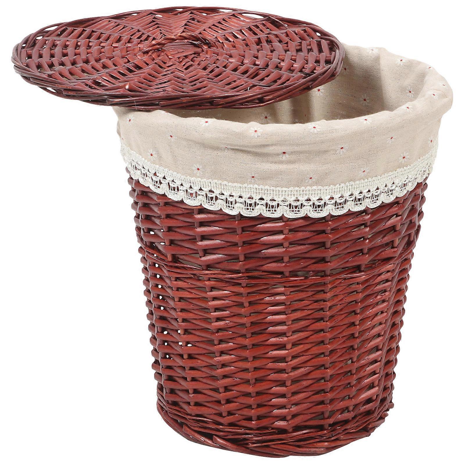 Brown Wicker Laundry Basket with Lid for Holding Stuff Large Capacity Stylish and Practical 12.5 x 15.3 x 27.6 inches