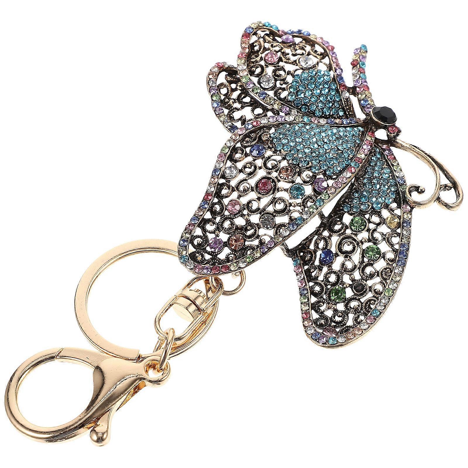 Rhinestone Butterflies Key Chain Butterfly Shaped Keychain Keys Wallets 8.5x6cm 1Pcs
