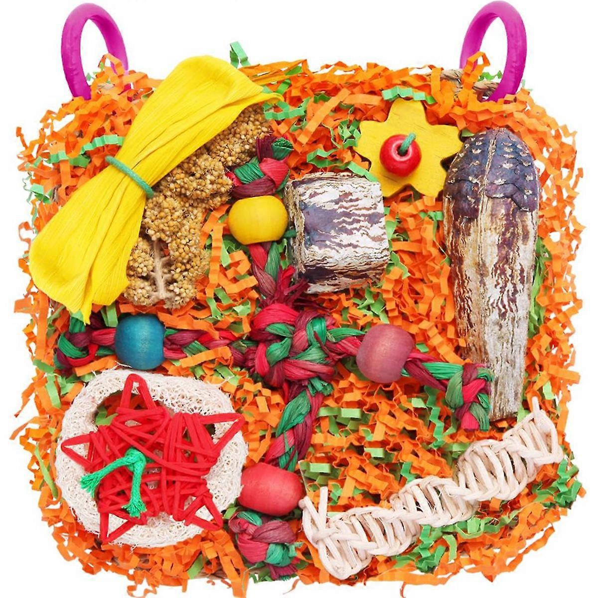 Bird Toys for Small & Medium Parrots - Foraging & Shredding Cage