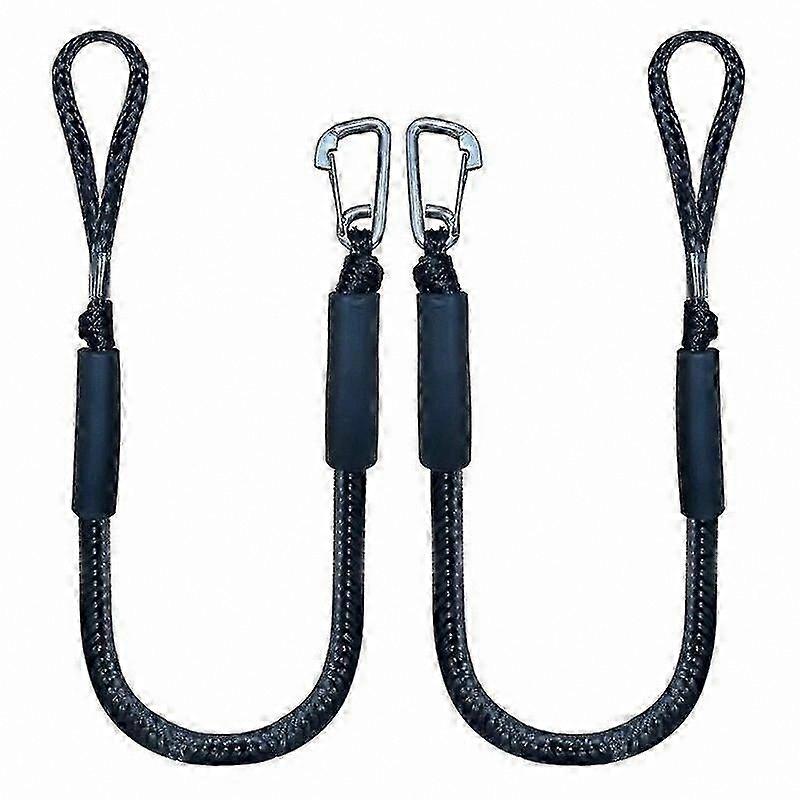 Set of 2 Elastic Bungee Dock Lines for Boat, Kayak, Canoe, and Powerboat - 4ft Rope for Mooring and Tying