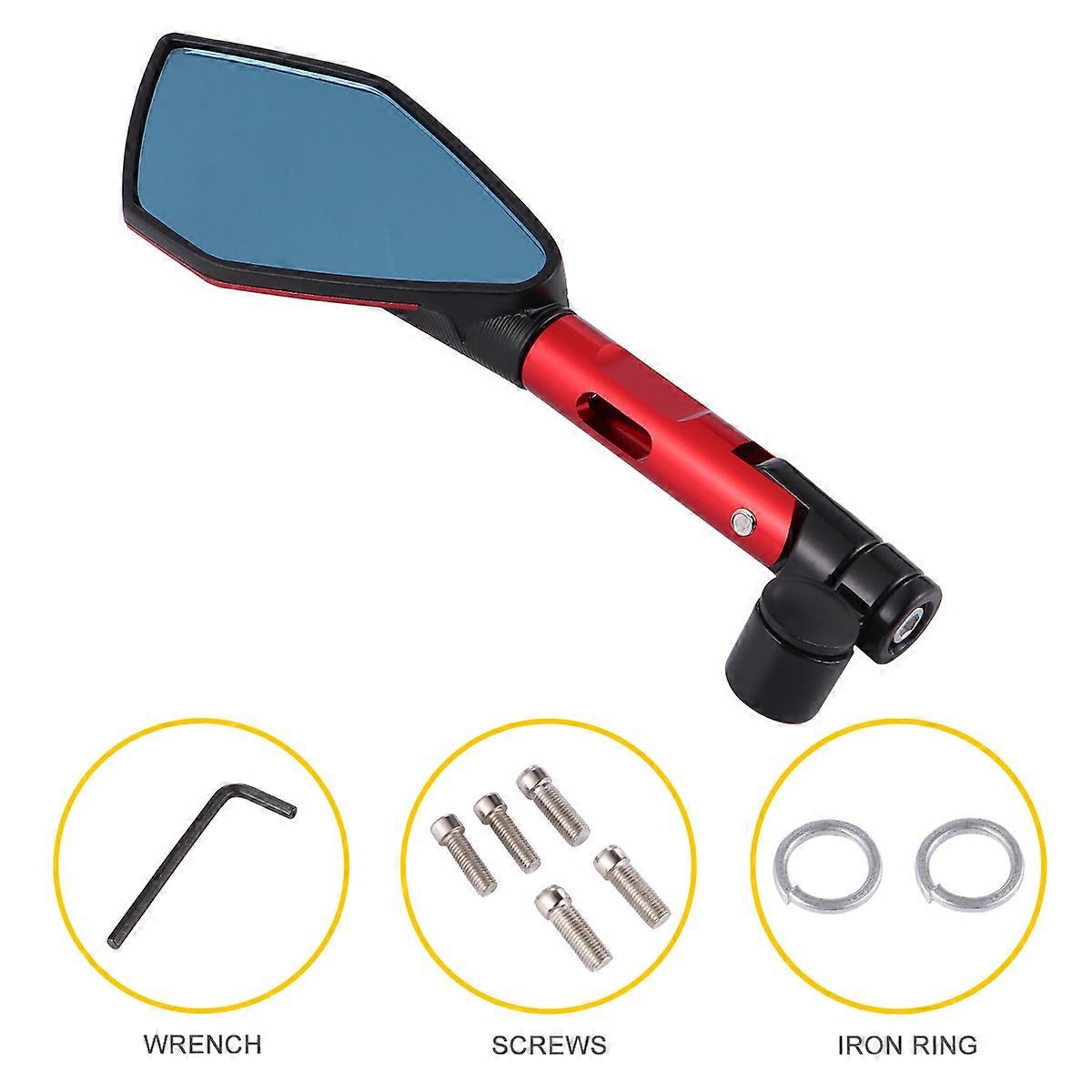 Motorcycle Accessories Reversing Pentagon Rearview Mirror Red For Street Riding Adventure Tours Off-Road Riding 1 Pair