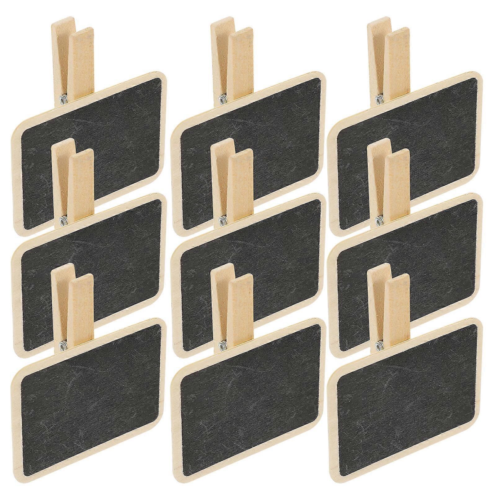 Rectangle Mini Chalkboards Sign Clip Black PVC Wood Message Sharing Information Reminder 10Pcs