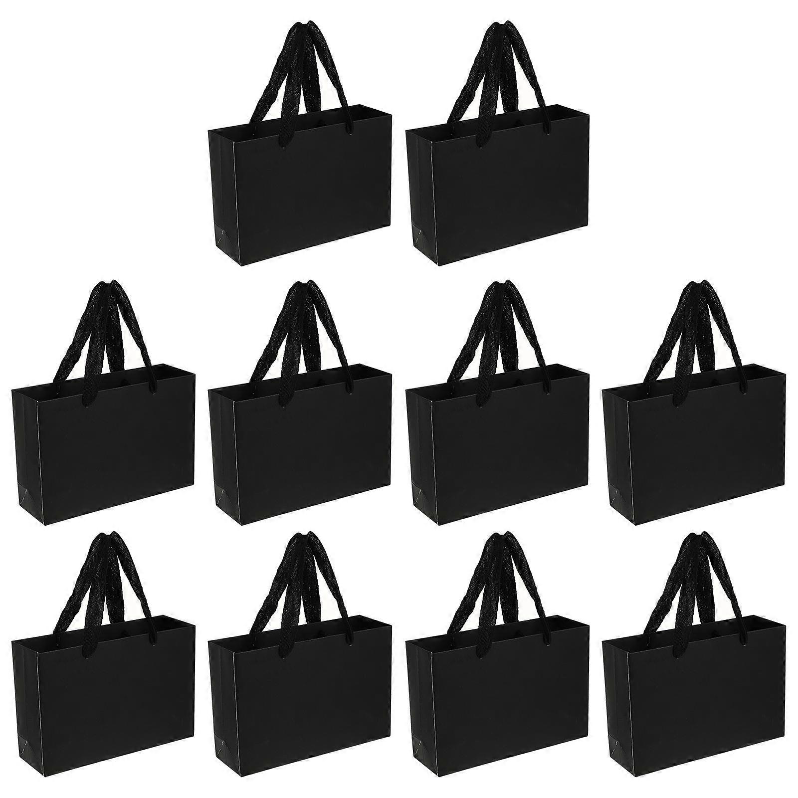 Black Paper Gift Bags with Sturdy Handles for Storage and Shopping Lightweight and Versatile 10pcs